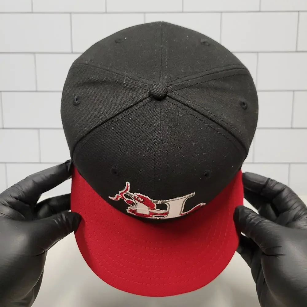 New Era 59FIFTY Hickory Crawdads MiLB Fitted Hat Black Red Size 7 1/4